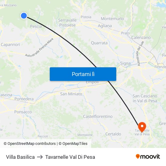 Villa Basilica to Tavarnelle Val Di Pesa map