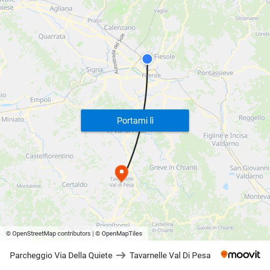 Parcheggio Via Della Quiete to Tavarnelle Val Di Pesa map