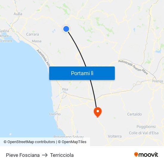 Pieve Fosciana to Terricciola map