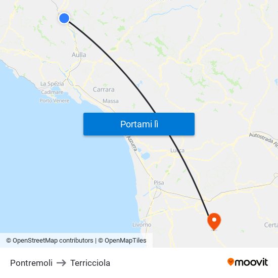 Pontremoli to Terricciola map