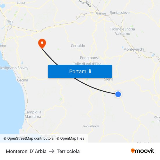 Monteroni D' Arbia to Terricciola map