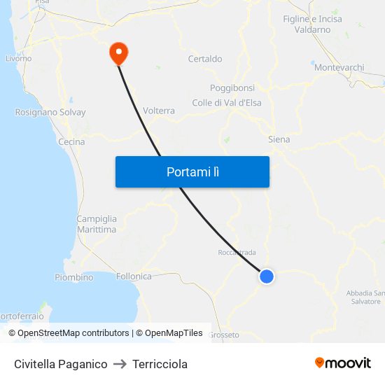 Civitella Paganico to Terricciola map
