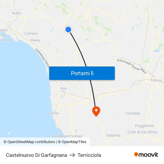 Castelnuovo Di Garfagnana to Terricciola map