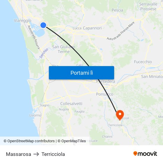 Massarosa to Terricciola map