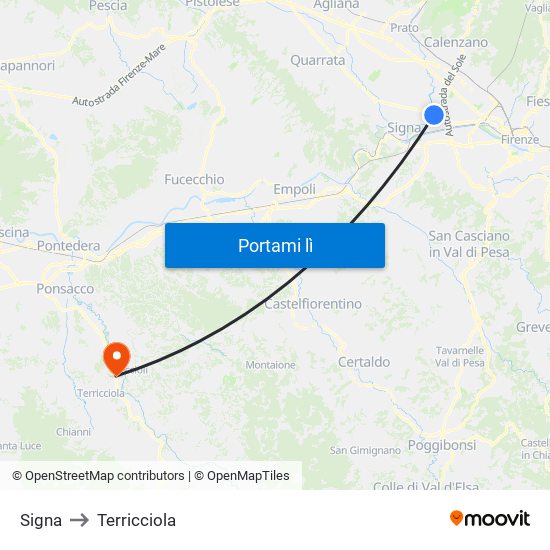 Signa to Terricciola map