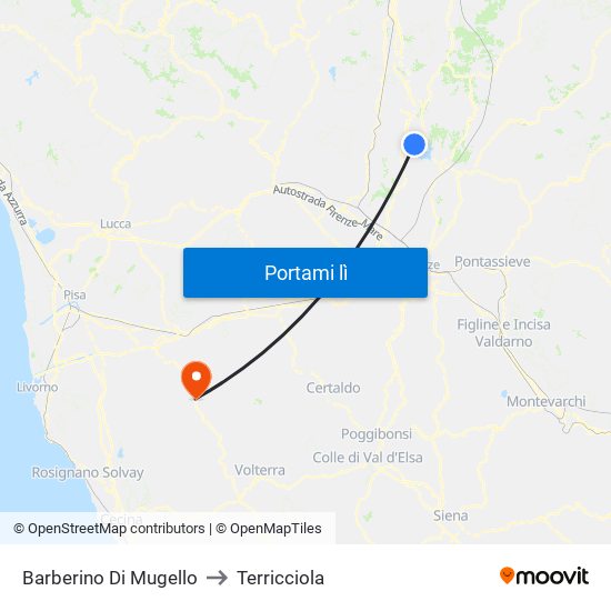 Barberino Di Mugello to Terricciola map