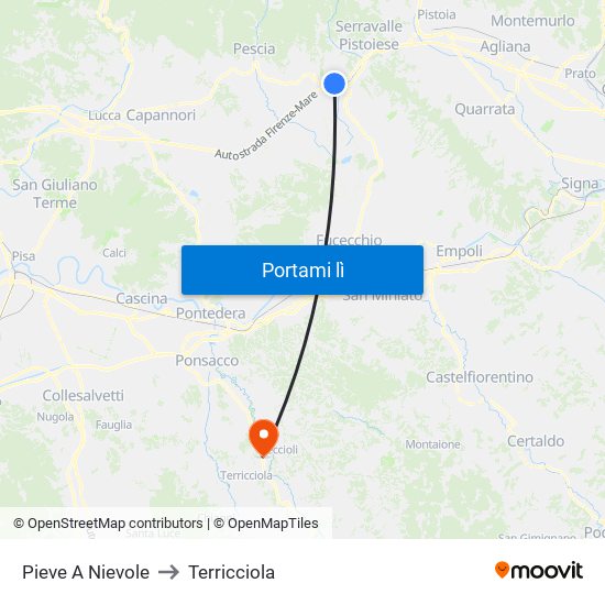 Pieve A Nievole to Terricciola map