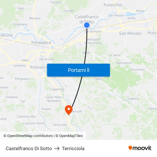 Castelfranco Di Sotto to Terricciola map