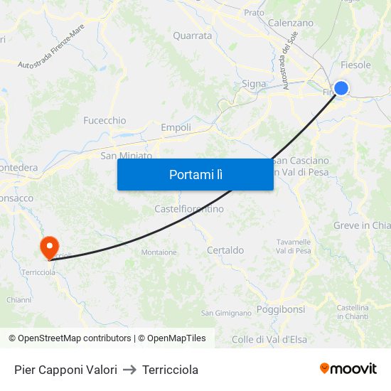 Pier Capponi Valori to Terricciola map