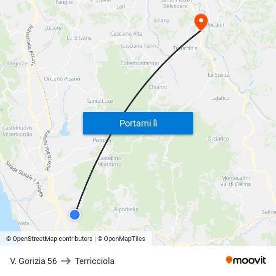 V. Gorizia 56 to Terricciola map