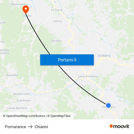 Pomarance to Chianni map