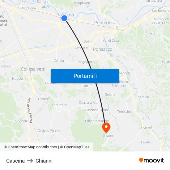 Cascina to Chianni map