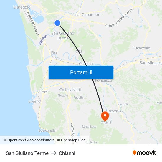 San Giuliano Terme to Chianni map