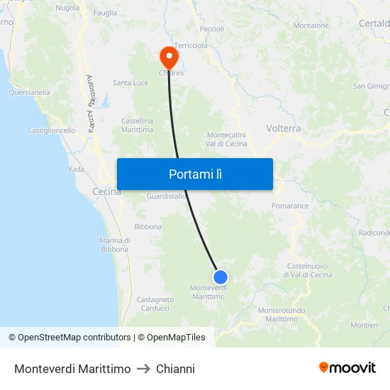 Monteverdi Marittimo to Chianni map