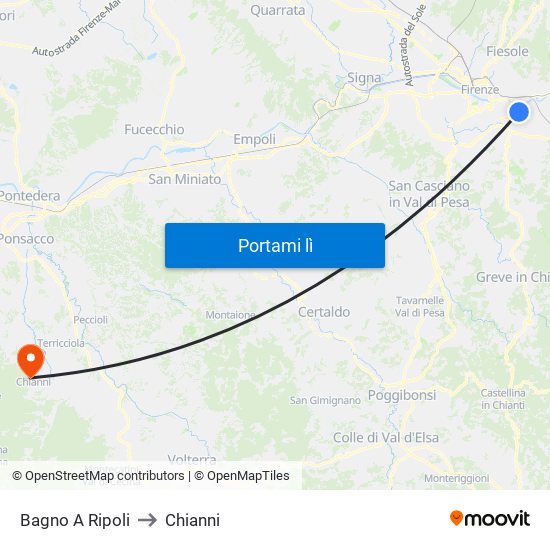 Bagno A Ripoli to Chianni map