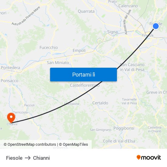 Fiesole to Chianni map