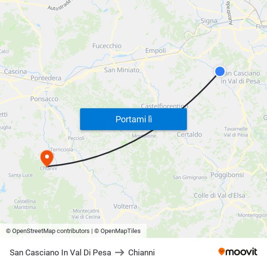 San Casciano In Val Di Pesa to Chianni map