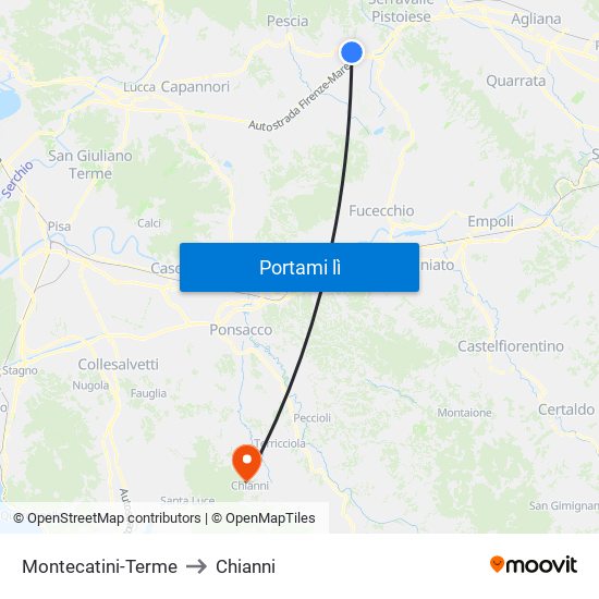 Montecatini-Terme to Chianni map