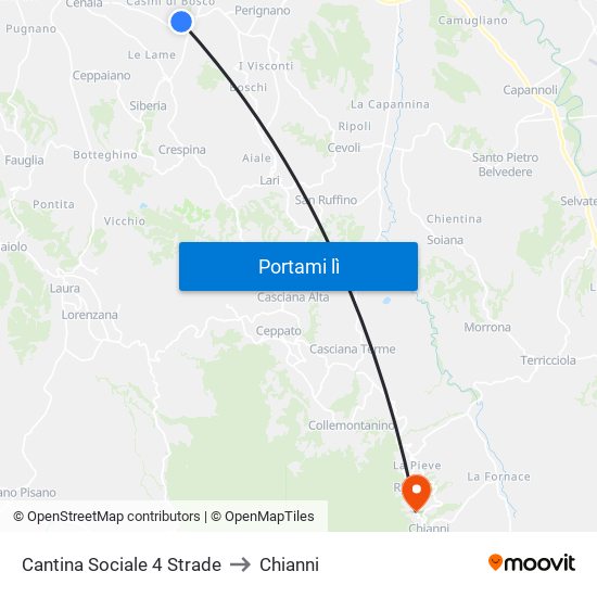 Cantina Sociale 4 Strade to Chianni map