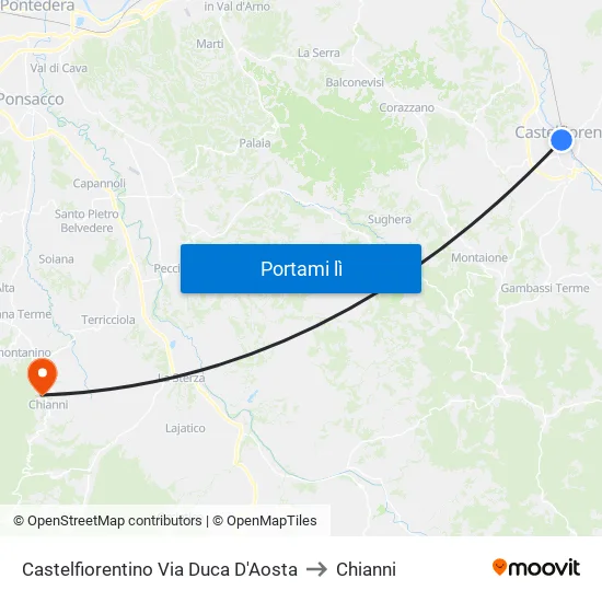 Castelfiorentino Via Duca D'Aosta to Chianni map