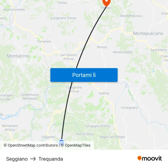 Seggiano to Trequanda map
