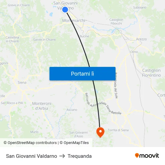 San Giovanni Valdarno to Trequanda map