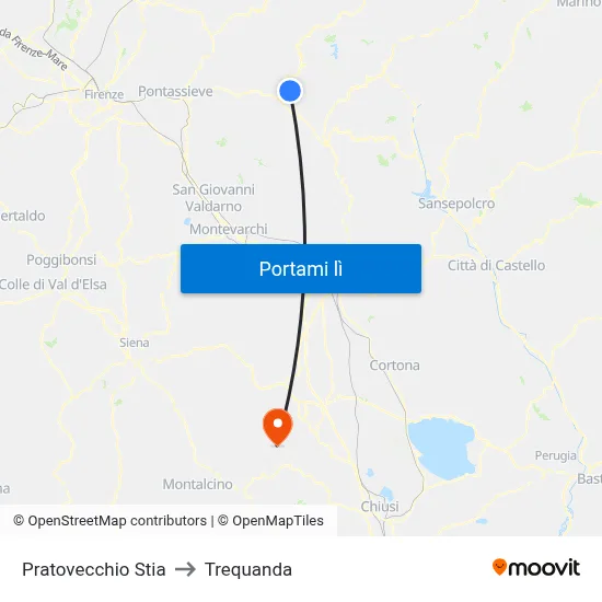 Pratovecchio Stia to Trequanda map