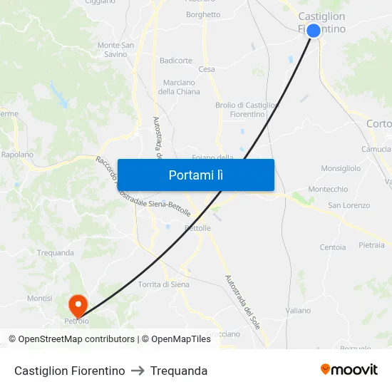 Castiglion Fiorentino to Trequanda map