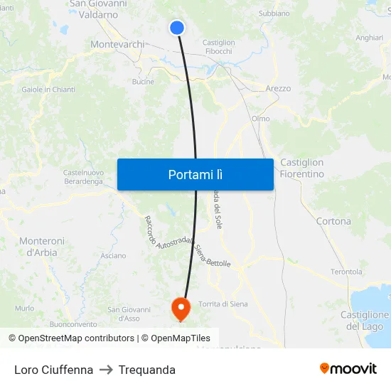 Loro Ciuffenna to Trequanda map