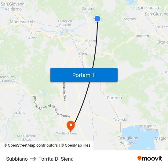 Subbiano to Torrita Di Siena map