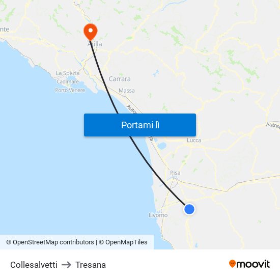 Collesalvetti to Tresana map