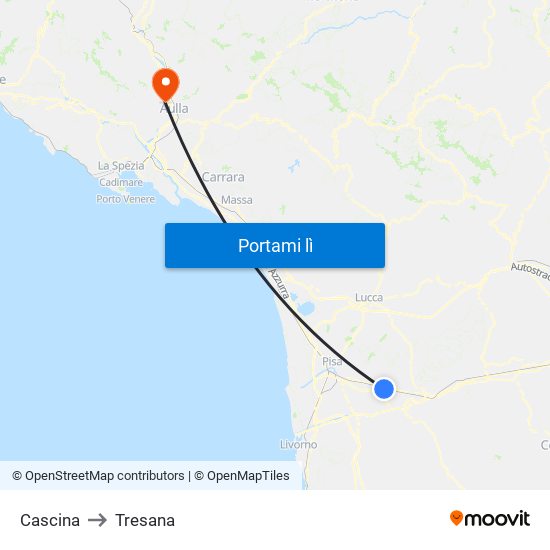 Cascina to Tresana map