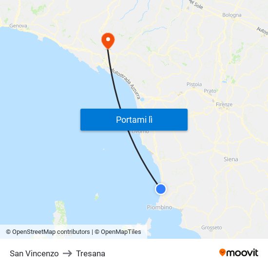 San Vincenzo to Tresana map