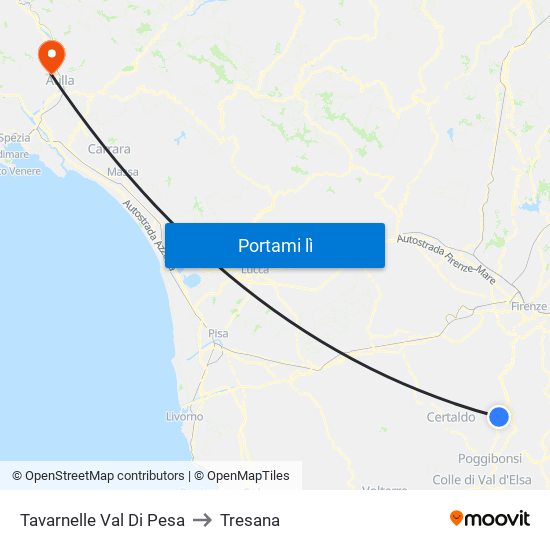 Tavarnelle Val Di Pesa to Tresana map