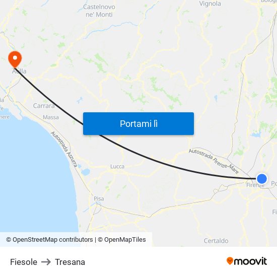 Fiesole to Tresana map