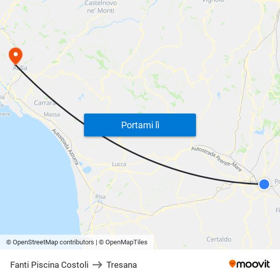 Fanti  Piscina Costoli to Tresana map