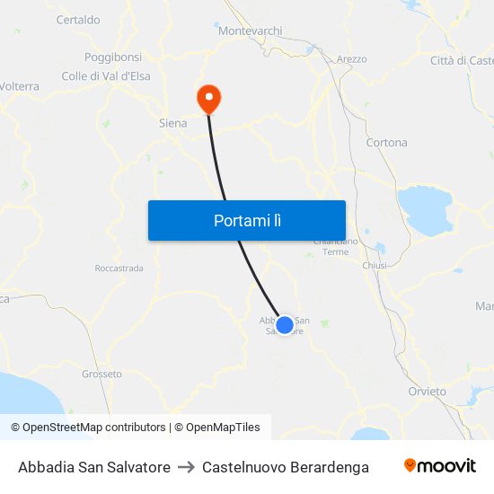 Abbadia San Salvatore to Castelnuovo Berardenga map