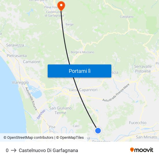 0 to Castelnuovo Di Garfagnana map