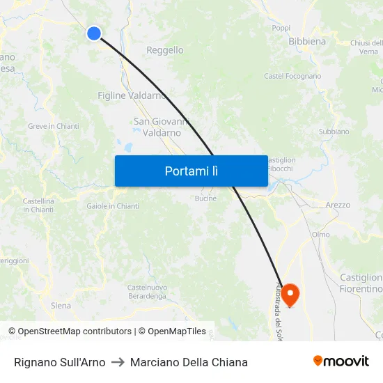 Rignano Sull'Arno to Marciano Della Chiana map