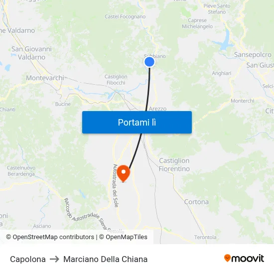 Capolona to Marciano Della Chiana map