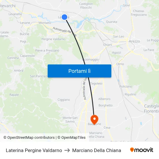 Laterina Pergine Valdarno to Marciano Della Chiana map
