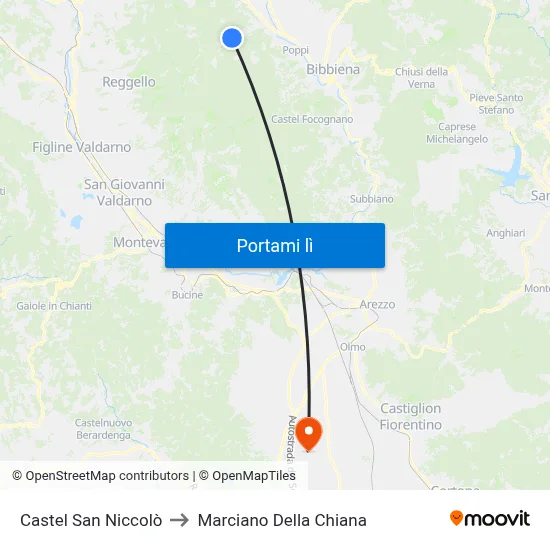 Castel San Niccolò to Marciano Della Chiana map