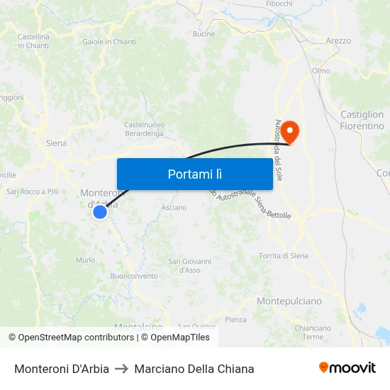 Monteroni D'Arbia to Marciano Della Chiana map