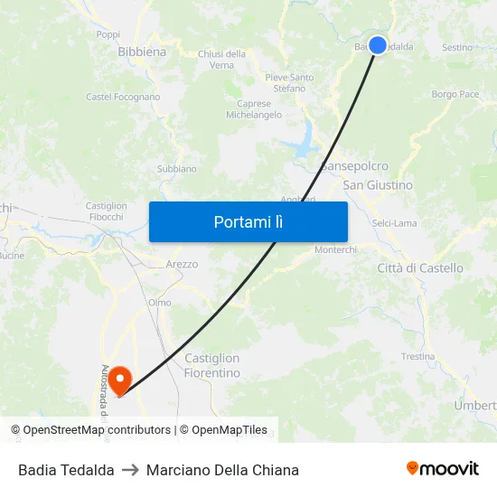 Badia Tedalda to Marciano Della Chiana map