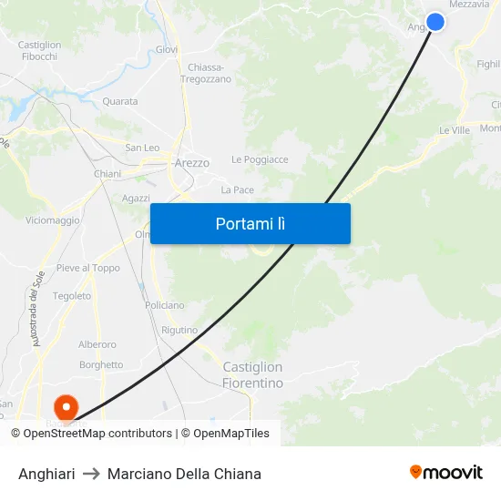 Anghiari to Marciano Della Chiana map