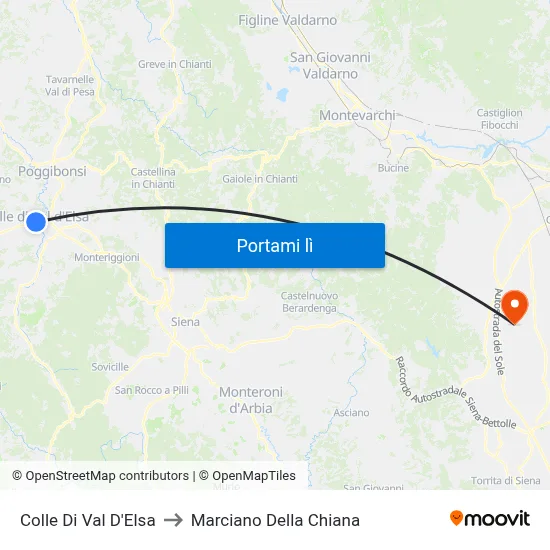 Colle Di Val D'Elsa to Marciano Della Chiana map