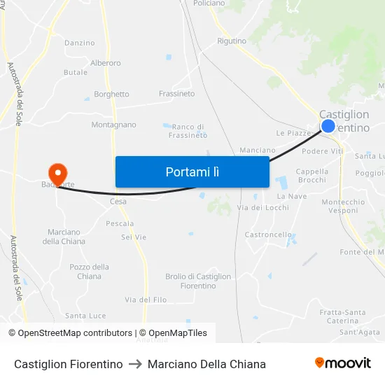 Castiglion Fiorentino to Marciano Della Chiana map