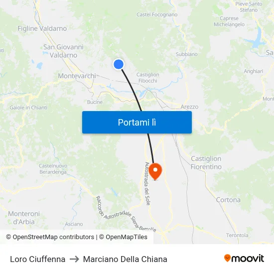 Loro Ciuffenna to Marciano Della Chiana map