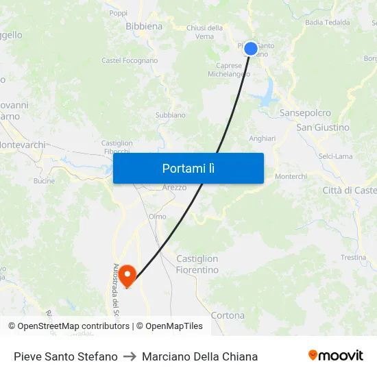 Pieve Santo Stefano to Marciano Della Chiana map