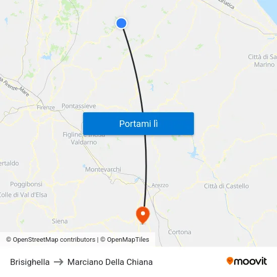 Brisighella to Marciano Della Chiana map